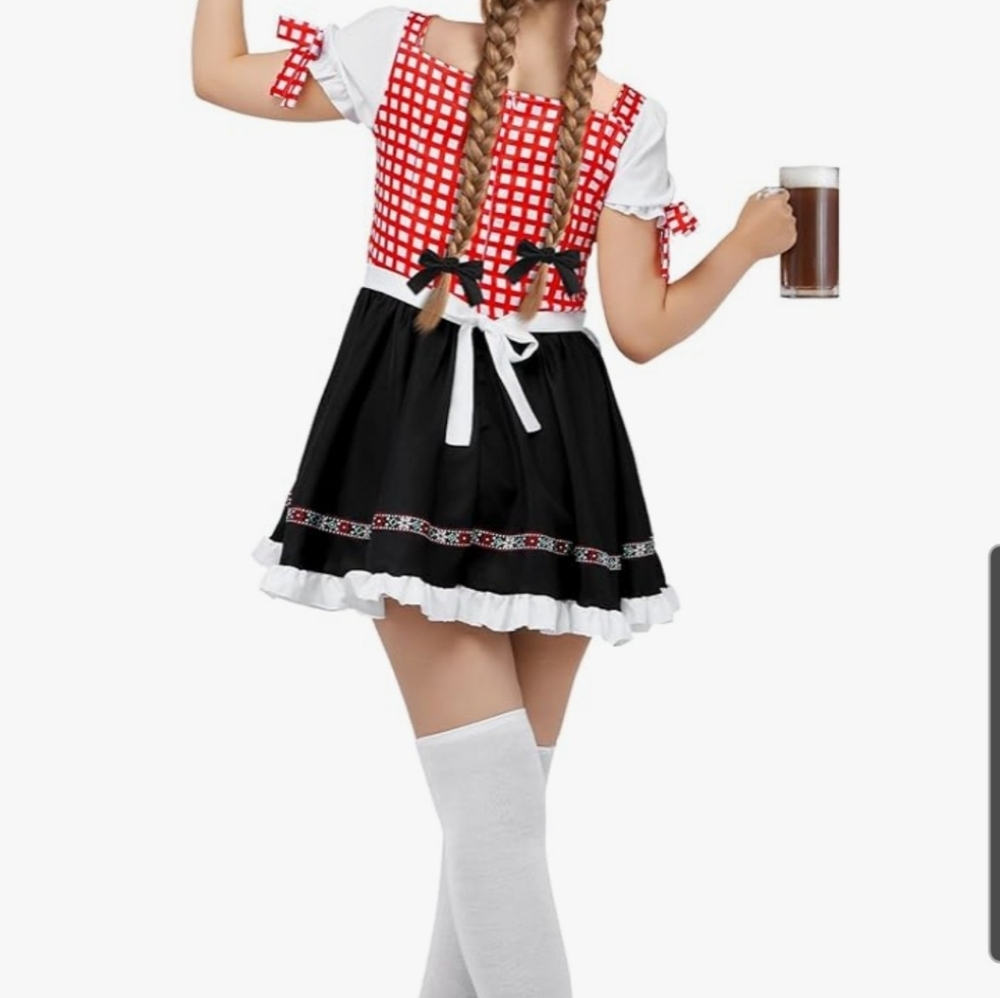 Ocktoberfest / Barvarian Red and White Checkered Dirndl Dress Size XL - Picture 2 of 8